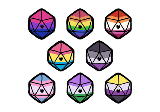 Pride Dice Stickers and Pins| Multiple Patterns